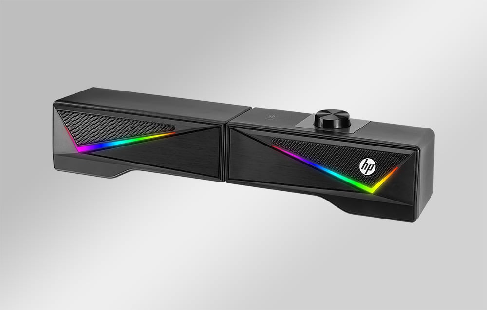 soundbar HP z kolorowym podświetleniem