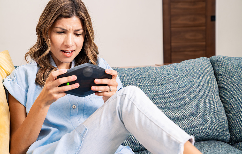 woman playing memory game